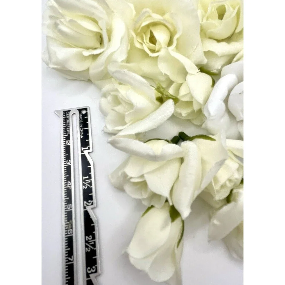 Lot of Faux Rose Flower Heads Ivory 1-3